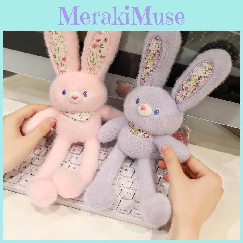 Cute Bunny Plush Keychain With Pull Ears Soft Short Plush For Girls