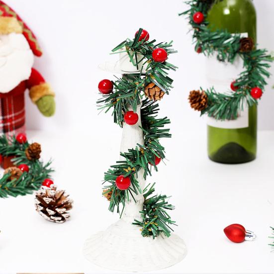 10/20 Pcs Christmas Garland Ties with Red Berries And Pine Cones Xmas Artificial Pine Garland Decorative Greenery Bands for Holiday Decor