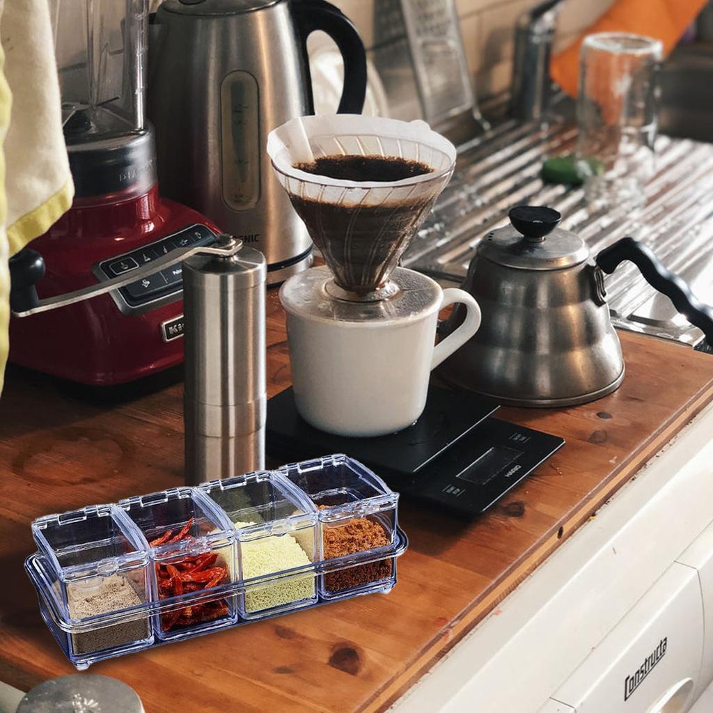 Kitchen Seasoning Jar Set Acrylic Condiment Storage Box Transparent Salt Sugar Spice Jar Set