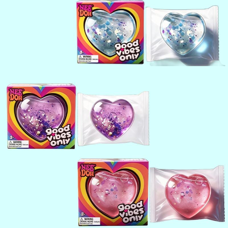 Needoh Nur Gute Vibes Herz Spielzeug Angstlinderung Entspannung Beruhigend Glitzer Durchscheinend Sensorisches Fidget Romantisch für Erwachsene Geschenk