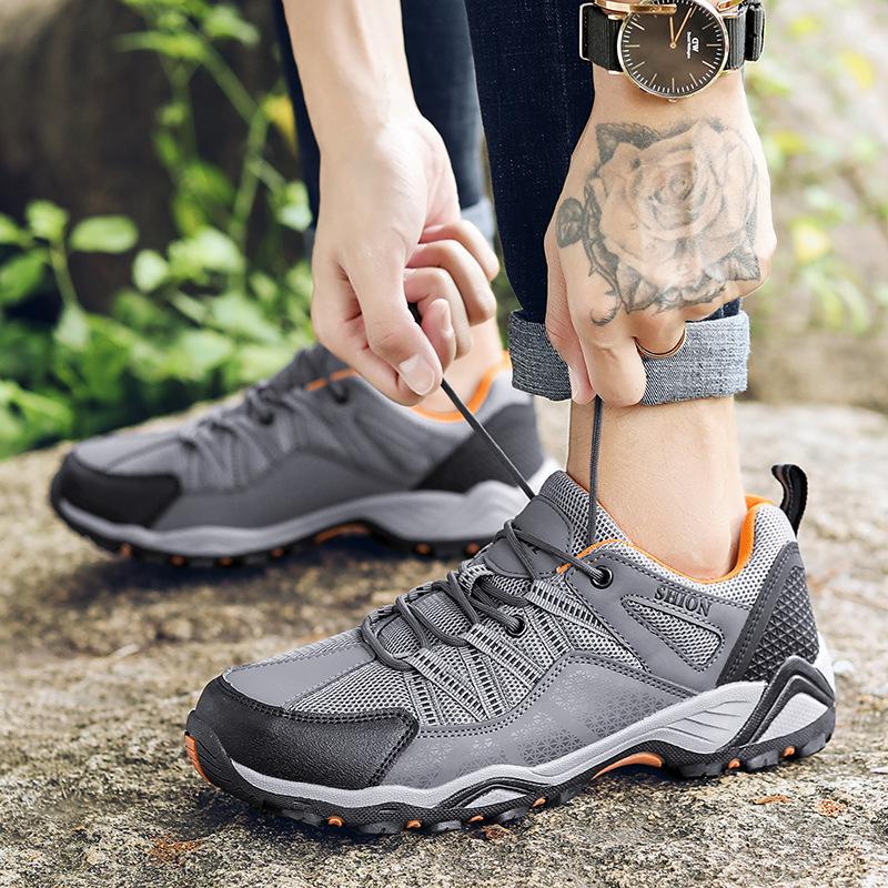 Men's Hiking Shoes Plus Size Men's Outdoor Low-Top Mesh Breathable Hiking Shoes Fashionable All-Match Sports Travel Shoes