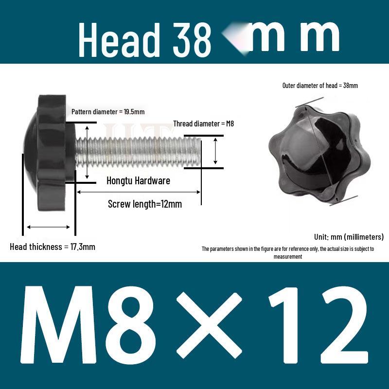 32-Head Rubber Six-Star Plum Blossom Handle Knob M5/M6/M8 Plastic Thumb Screw
