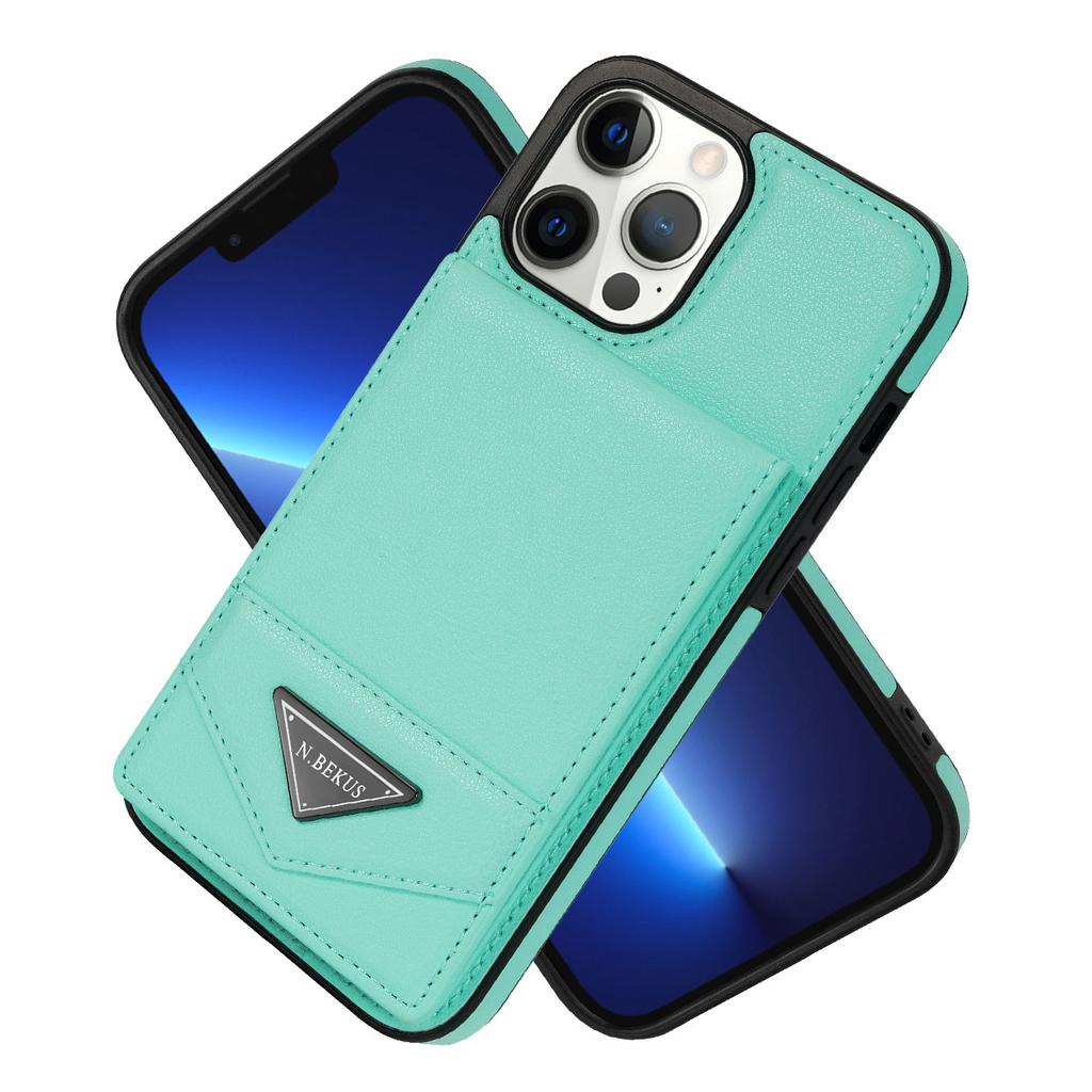 Suitable For 15+14+13 Anti Drop Card Holder Phone Case 12promax Solid Color Flip Up And Down Protective Cover