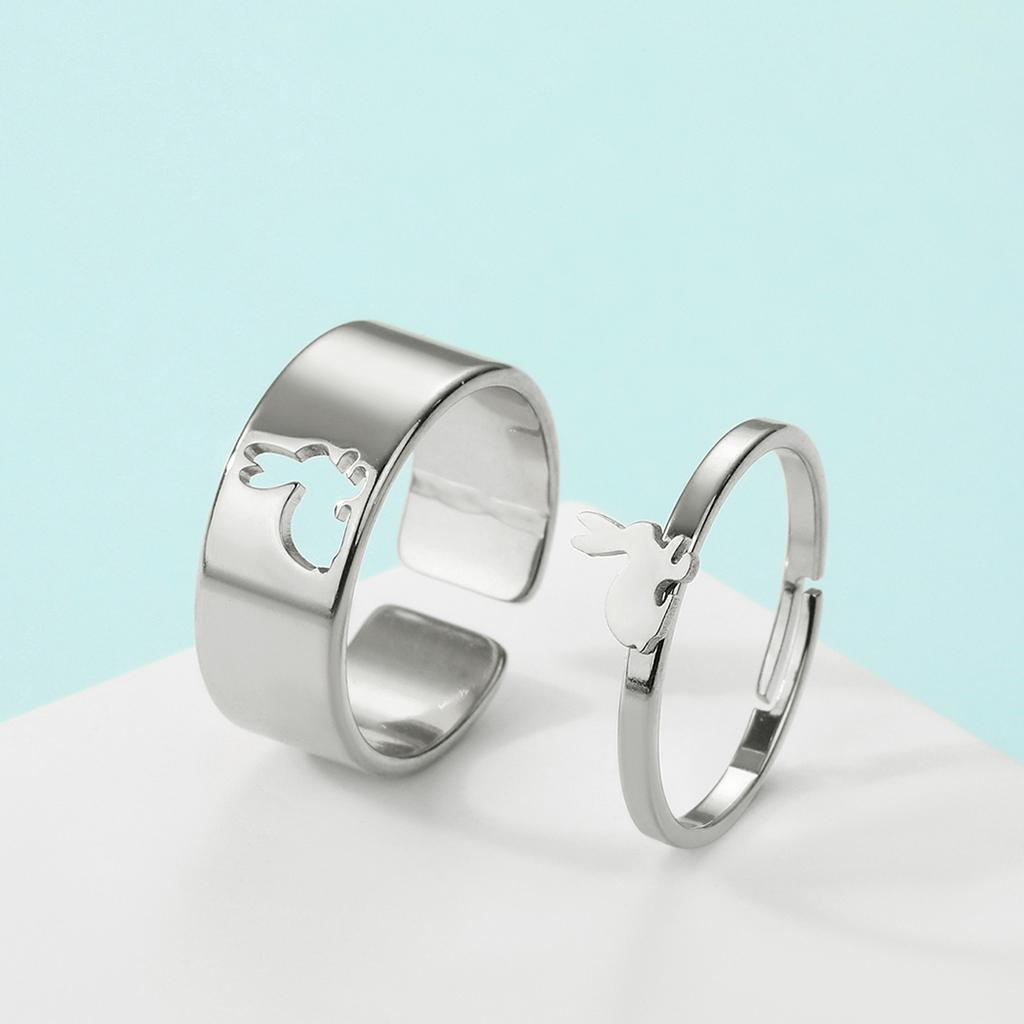 Kinial 2026 New Unisex Couple Rabbit Promise Ring Delicate Stainless Steel Punk Commemorative Rabbit Jewelry Traditional