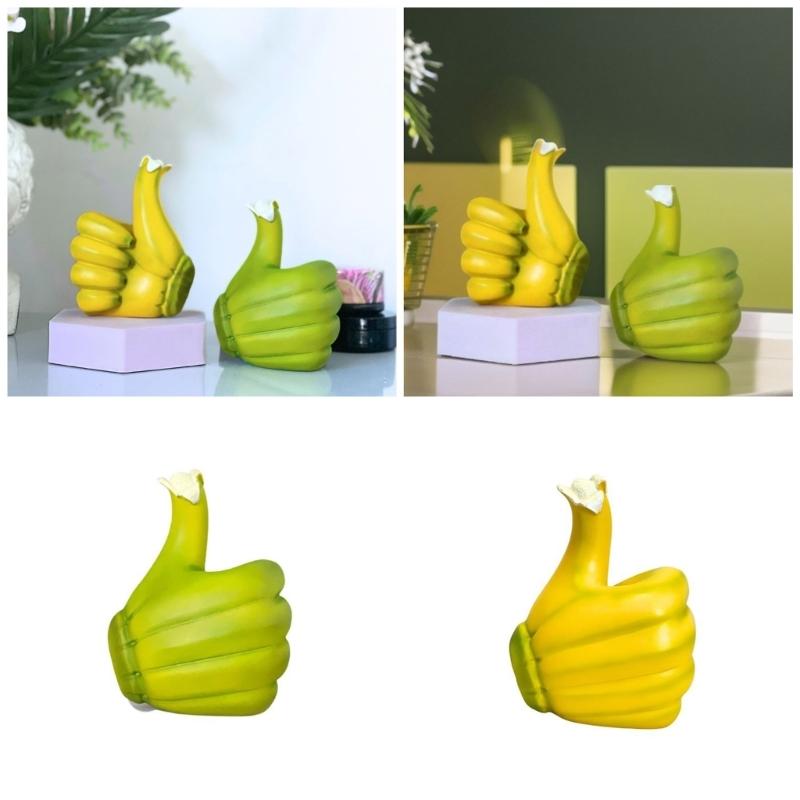 Unique Resins Banana Thumb Up Hand Gesture Figurine Ornament for Home Living Room or Office Tabletop Novelty Decors