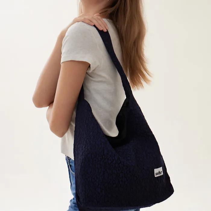 Wrinkle Leopard Hobo Bag (Navy)