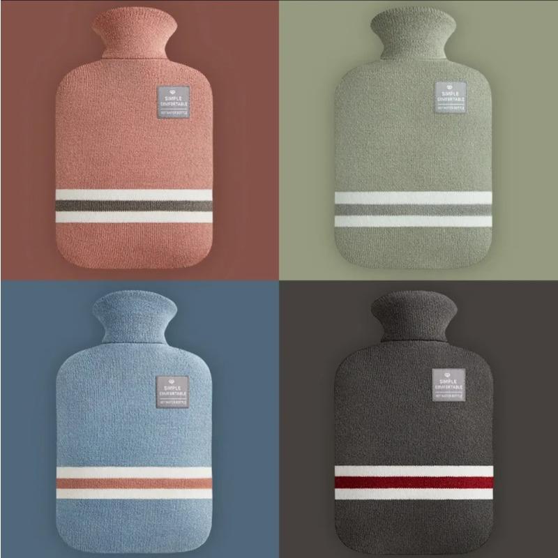 Hot Water Bottle with Classic Striped Cover, Hot Water Bag for Menstrual Cramps, Neck and Shoulder Pain Relief Hand Feet Warmer