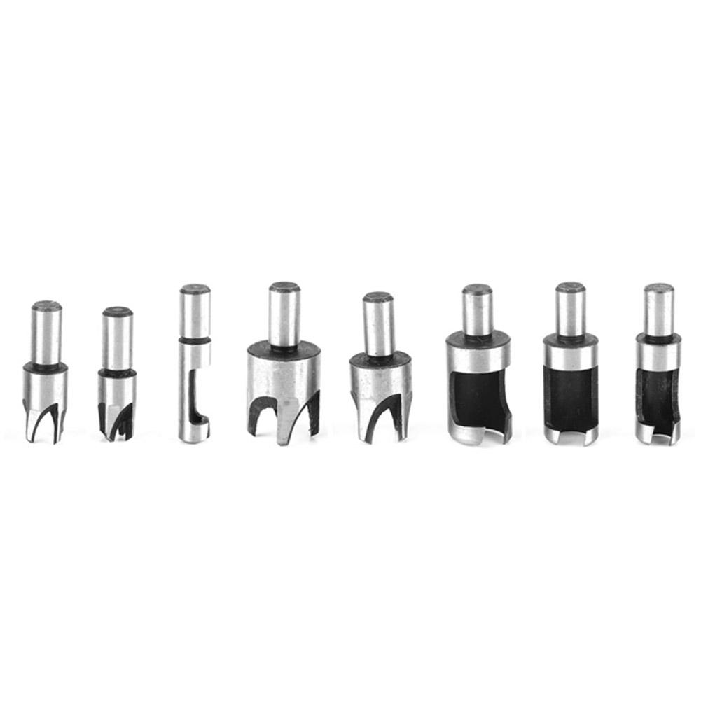 8pcs Carbon Steel Woodworking Hole Wood Plug Cutter Cutting Tool Drill Bit Set