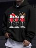American Western Style Unisex Autumn Winter Print Hooded Long Sleeve Sweatshirt, Christmas Red Wine Glass Print Hoodie, Party Festive Atmosphere State
