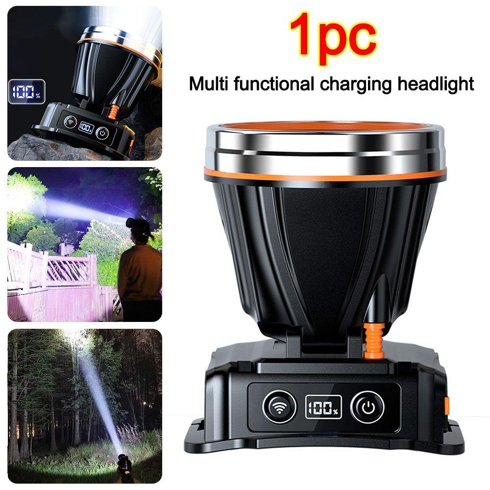 Powerful Induction Headlamp Smart Waterproof Head Flashlight New USB Rechargeable Headlight
