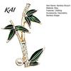 Women Aesthetic Jewelry Alloy Rhinestone Bamboo Brooch, Enamel Lapel Collar Pin, Men Chinese Style Pin Accessories for Suit Dress Coat Scarf