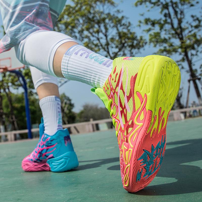 High-top Basketball Shoes, Men's Double-color Mesh, Breathable, Anti-slip, Wear-resistant, Lightweight Student Sports Shoes