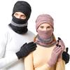 4-teiliges Set, weiche Strickhandschuhe, Maske, Schal, Mütze, Plüsch-Touchscreen-Fäustlinge, Halswärmer, Mützen