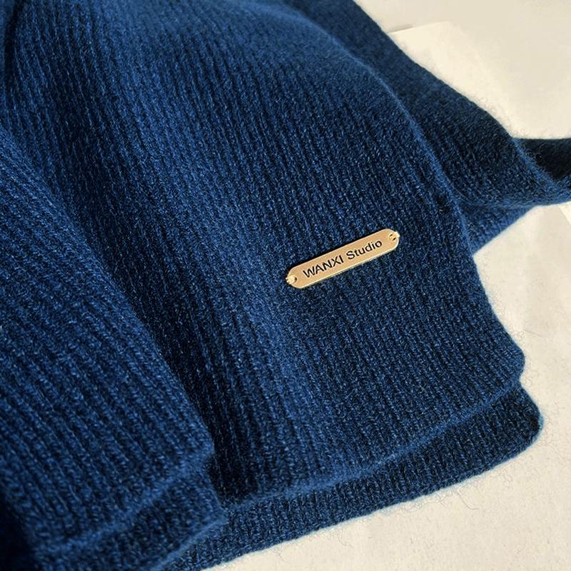 Autumn And Winter New Solid Color Knitted Scarf For Women High-End Thick Warm Versatile Simple Scarf