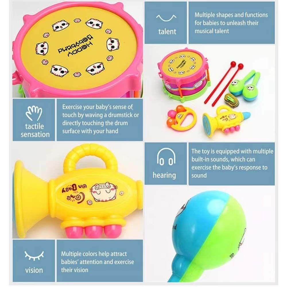 Percussão Musical Crianças Batucada Tamborim Kit de Bateria Infantil Instrumento Musical