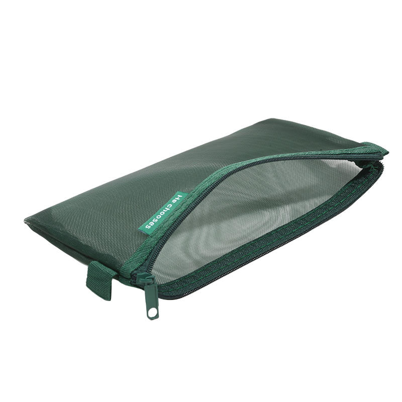 Simple Transparent Mesh Office Student Pencil Cases Nylon School Supplies Pen Box