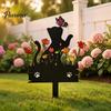 Acrylic Cat Silhouette Decor Kitten Garden Stake, Decorative Yard Sculpture with Flowers And Outdoor Lawn Ornament Butterflies, Waterproof Art