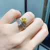 Zircon Women's Ring Pink Yellow Colored Square Jewelry High Carbon