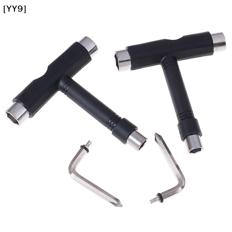 T-Type Skateboard All-In-One Wrench, Multi-Function Roller Skate Repair Tool with Screwdriver[YY9]