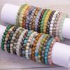 New European & American Style Cross Bracelet, 8MM Natural Stone Beaded Fashion Accessory