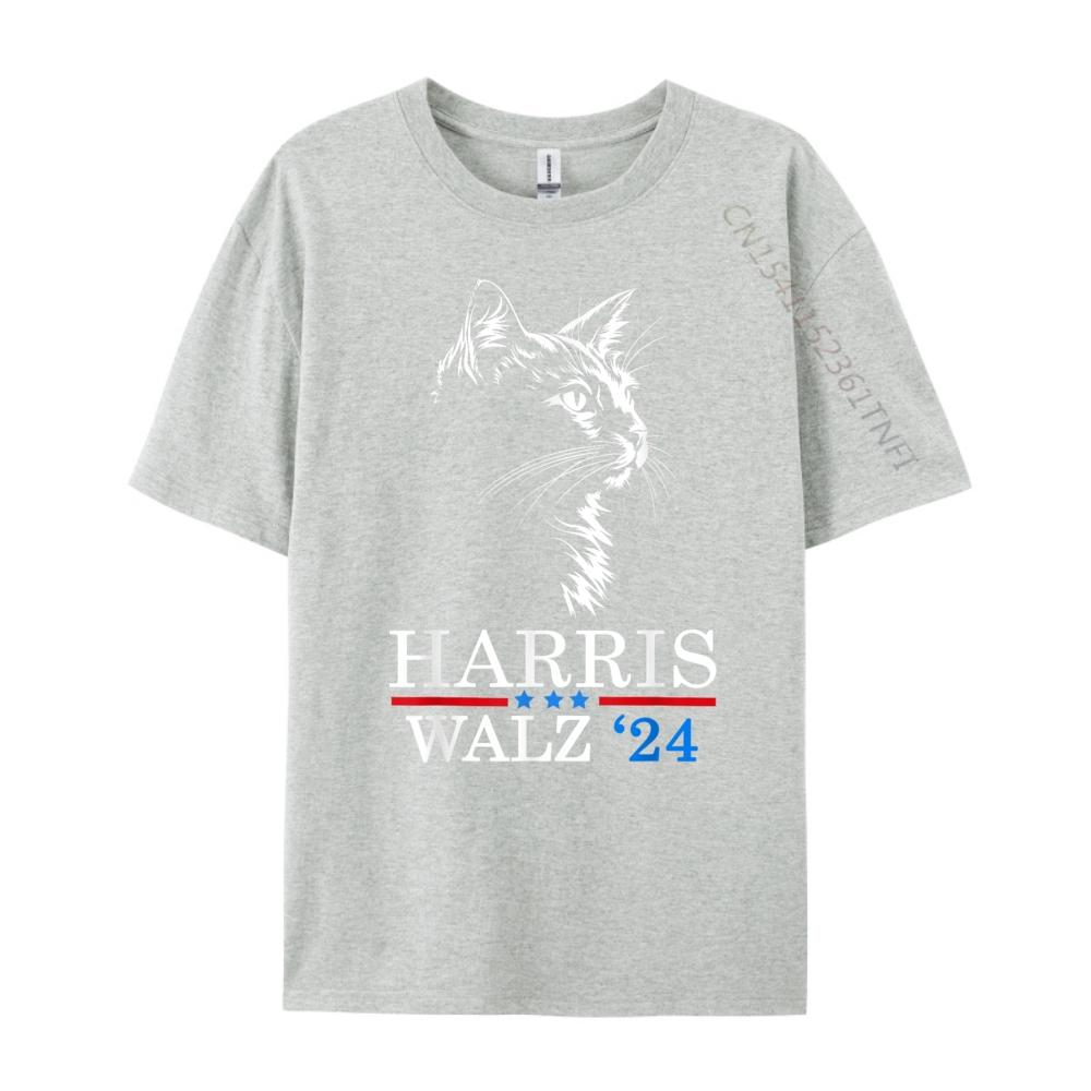 Harris Waltz 2025 Election Kamala Harris Cat Lady Mens Designer T Shirt Men Short Sleeve Tee Gothic Style