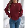 Fashionable Women's Oversized Relaxed-Fit Solid-Colour Lace-Up Lantern-Sleeve Pullover Knitwear