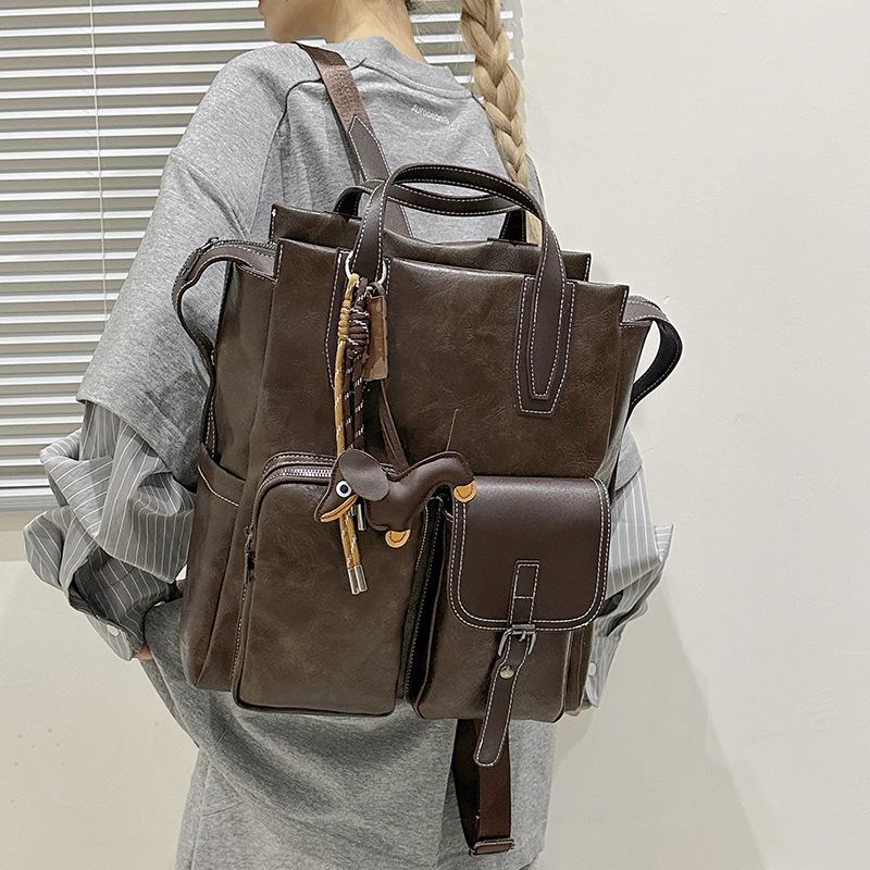 Schoolbag Fashion Women's Backpack Niche Design Shoulder Bag Multi-purpose Versatile Casual Simple Retro Bag Women