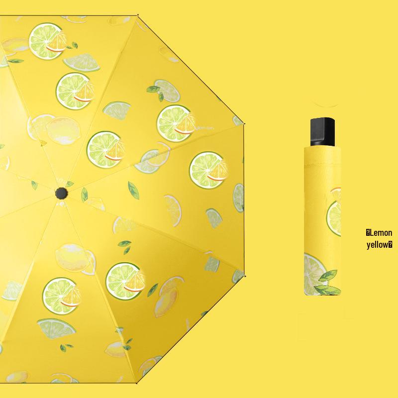 UV Protection Folding Umbrella with Black Glue Sunshade for Students - Dual-Use for Rain and Shine