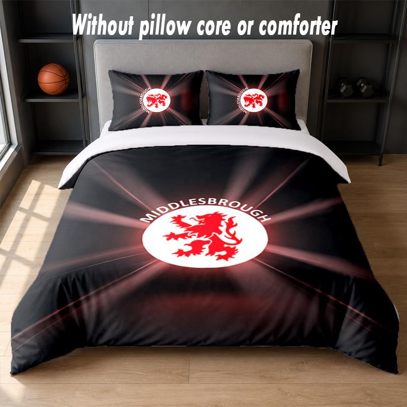 Middlesbrough FC Design Bed Bedding Set 1 Duvet Cover + 2 Pillowcases Soft Breathable Household Bed Linens