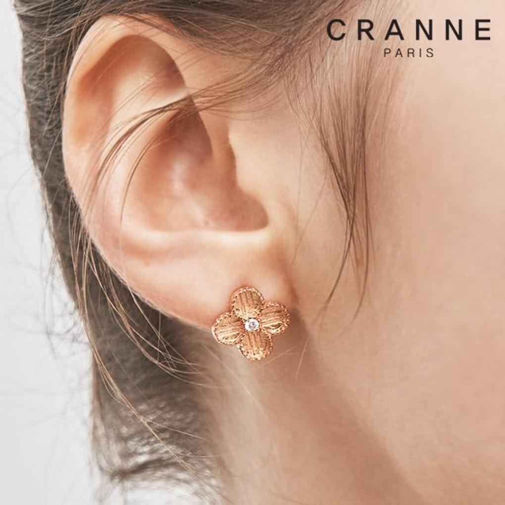 [CRANNE] Cercei cu motiv floare și trifoi placat cu aur de 14K C24EB327