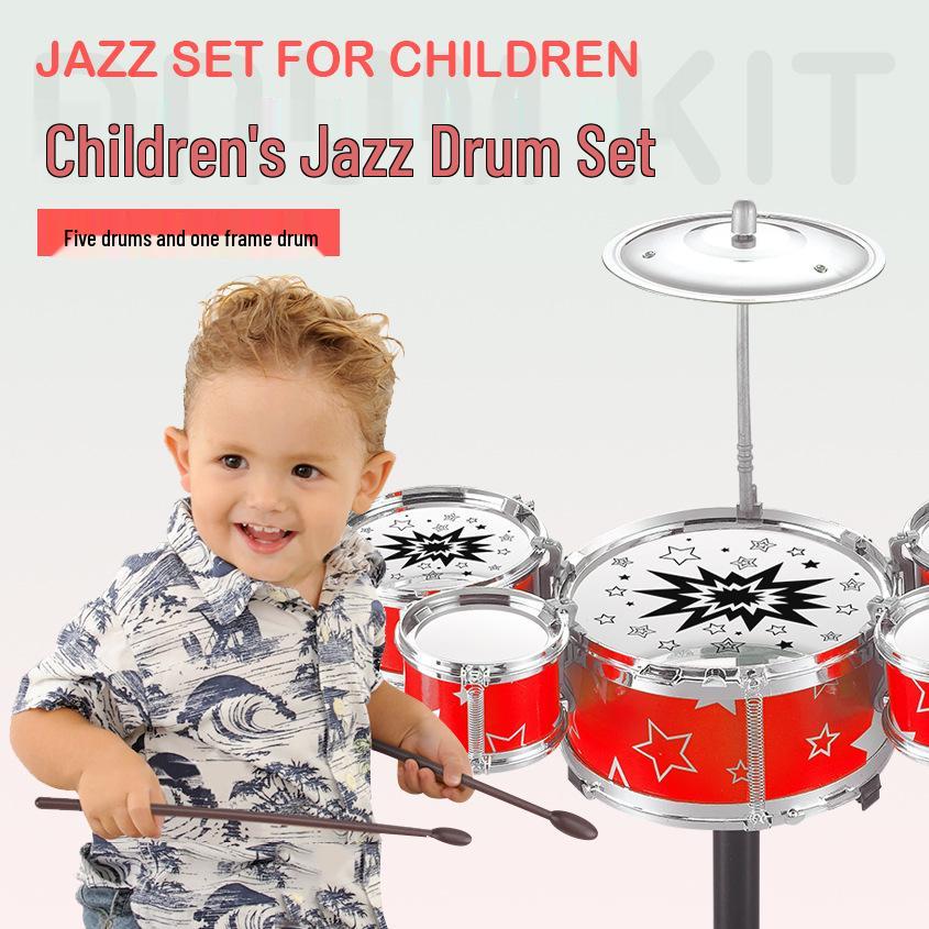 Children's Five-Piece Jazz Drum Set: Early Education Percussion Toy for Parent-Child Interaction