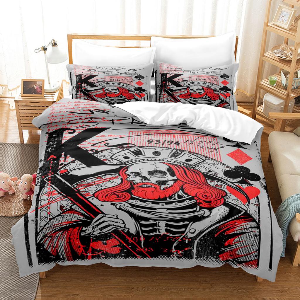 Vintage Pop Goth Reaper Schädel Punk Rock Bettwäsche Digitaldruck Polyester Baumwolle Dreiteiliges Set