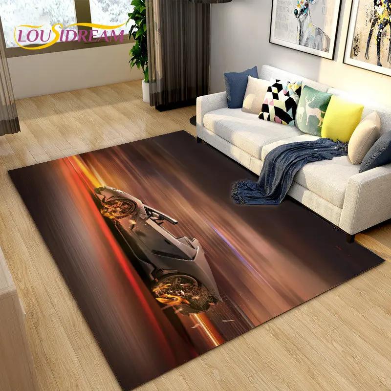 Yeni 3D Spor Araba Konsept Araba Alan Halısı, Oturma Odası Yatak Odası Kanepe Kapı Paspası Dekorasyonu için Halı, Çocuk Oyun Kaymaz Yer Matı