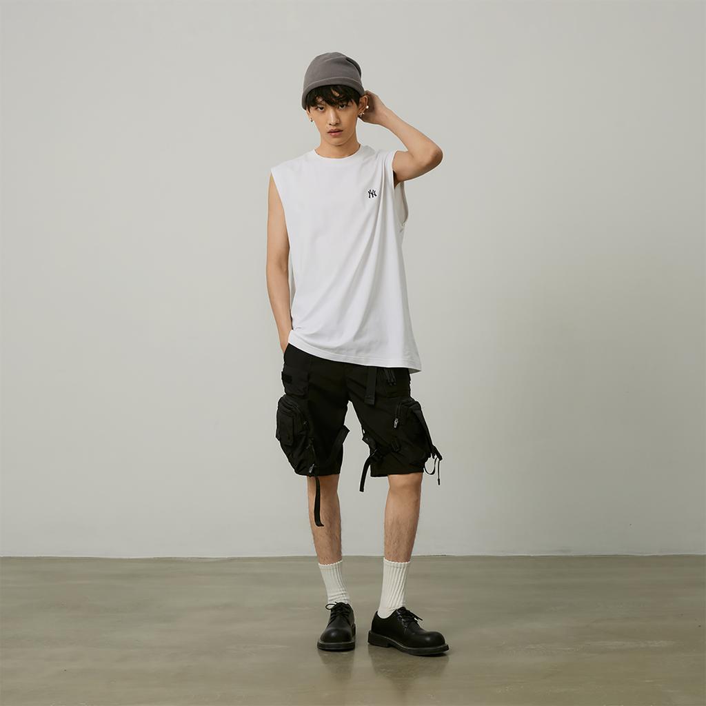 New MLB Base Logo Tank Tops Unisex Ecru 3ATKB0243-50WHS