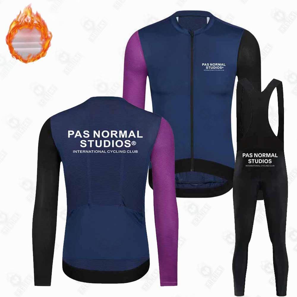 New PNS Fleece Suit Winter Cycling Suit Long Sleeve Strap Pants Road Bike Mountain Bike Outdoor XXS