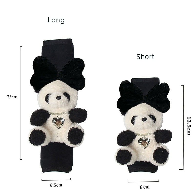 Short Cartoon Panda Car Safety Belt Shoulder Pad Cover Cute Teddy Soft Car Safty Belt Cover Car Interior Ornaments