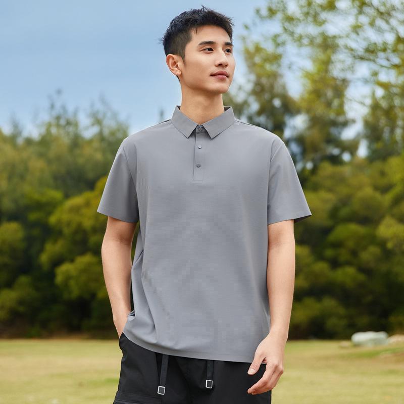 Unisex Summer Ice Silk Polo Shirt, Short Sleeve, Elastic Business-Casual, Custom Logo Option