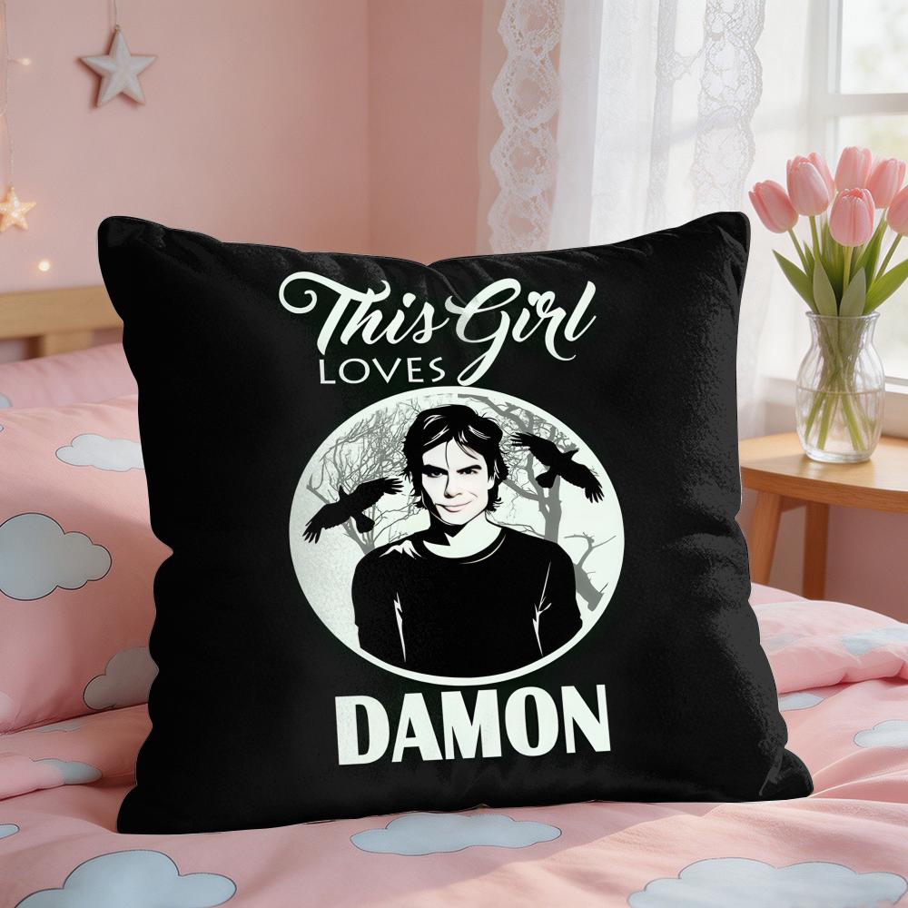 DDamon Salvatore COOL Cushion Cover Square Short Plush Pillow Case Living Room Sofa Home Decor Funda X