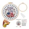 July 4th Embroidery Kit DIY Embroidery Craft Set with Hoop Threads Hand Embroidery Kit for Beginners Adults