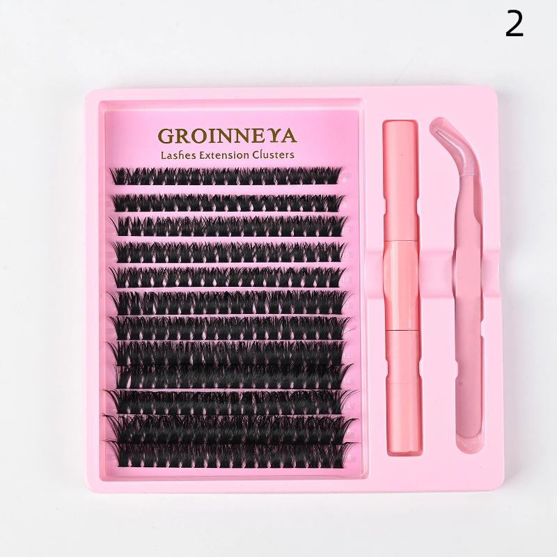 Single Cluster Diy Lash Extension Kit Natural Volume Includes Eyelash Tweezers Bonding Glue For Salon-Quality Results At Home