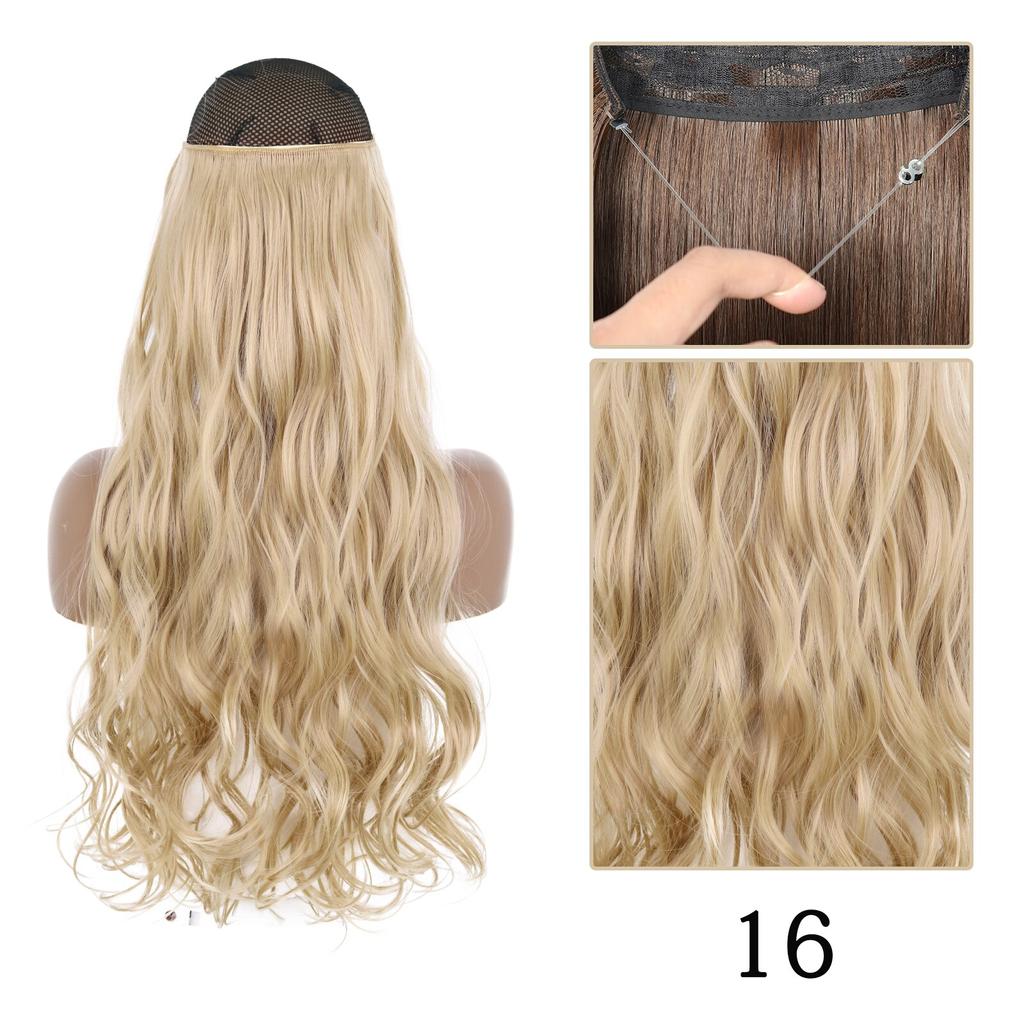 XINRAN Moda Damska Kolor Ombre Niewidoczny Długi Doczepiany Włos Syntetyczny Włókno Długie Falowane Ombre Cosplay Codzienne Noszenie Bez Klipsów Przedłużanie Włosów