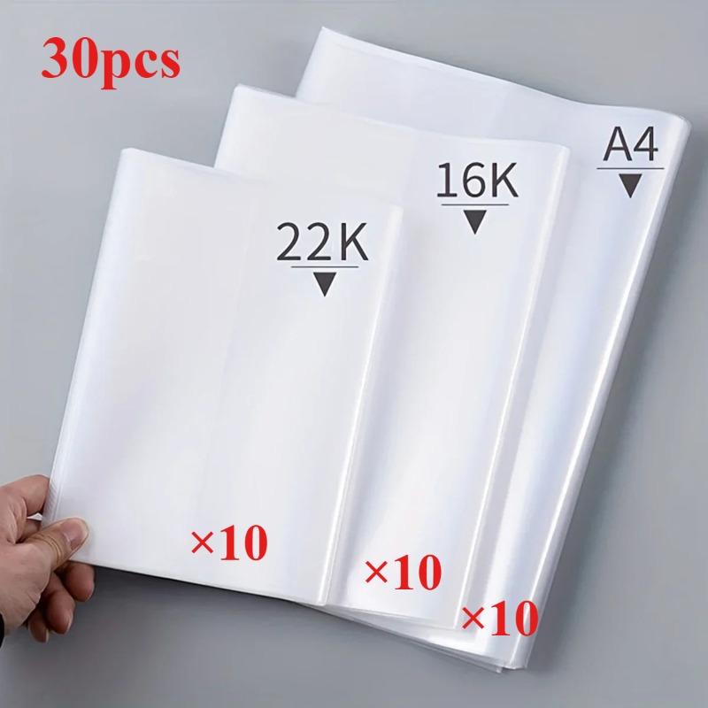 30 шт. Прозрачные ПВХ Обложки для Книг - Самоклеящиеся, Водонепроницаемые и Износостойкие для Форматов A4/16K/A5