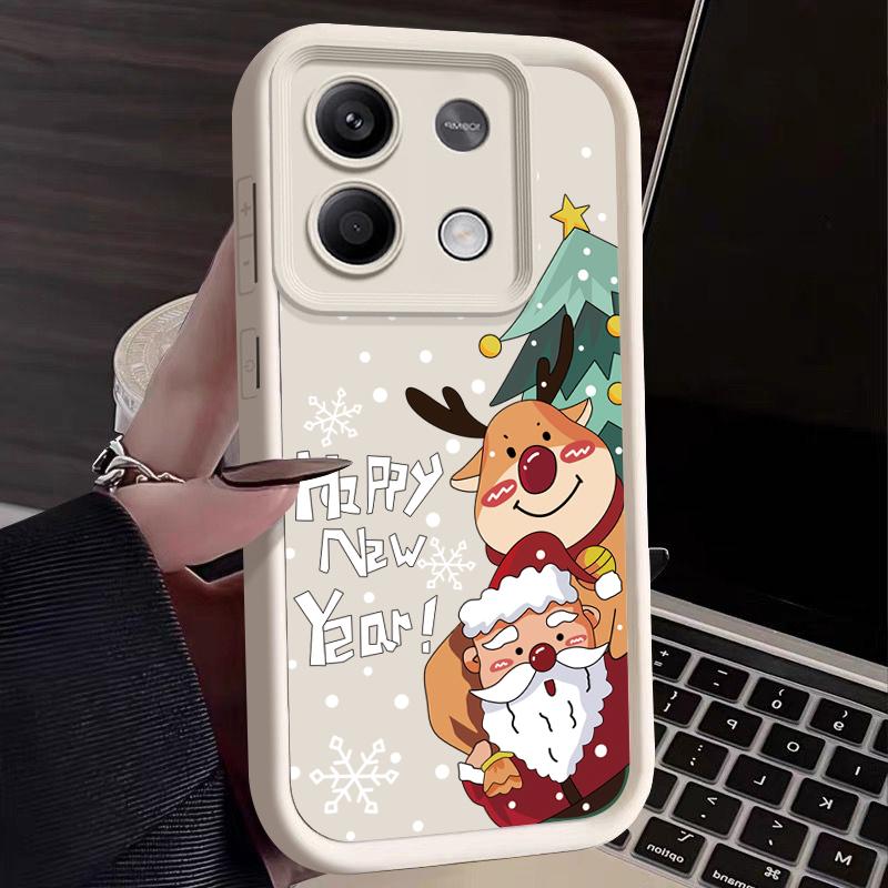 

Для Xiaomi 13t Poco F6 X5 X6 Pro Redmi Note 13 12 11 10 Pro Рождественский узор лося конфетного цвета Защитный мягкий силиконовый чехол для объектива Redmi Note 13 Pro 4G бежевый