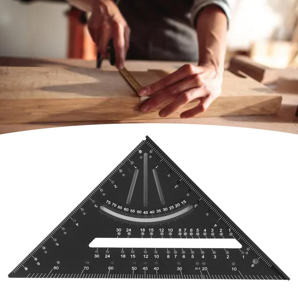 7 Inch 90 Degree Rafter   Protractor Aluminum Alloy Woodworking Triangular Ruler Multi Angle Msuring Marking Tool