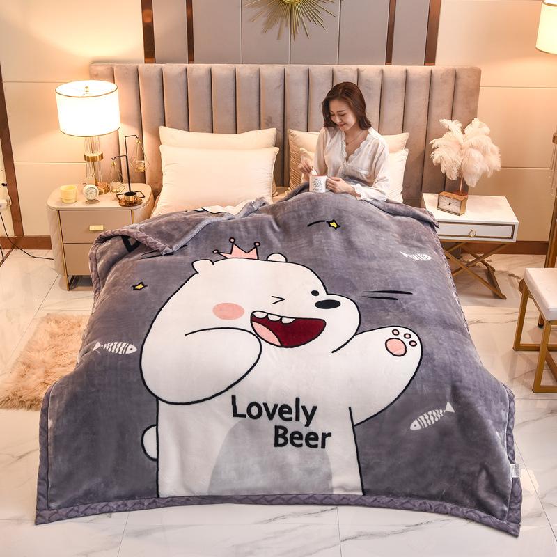 Double-Layer Thickened Fleece Blanket for Single or Double Use Autumn/Winter Cover Blanket