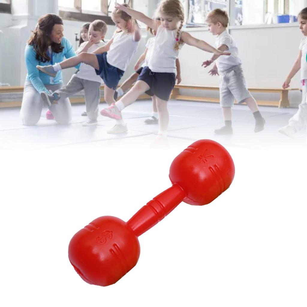 Kids Plastic Hand Dumbbells Safe Interesting Exercise Barbell Children Exercise Fitness Sport Toy for Kindergarten Red