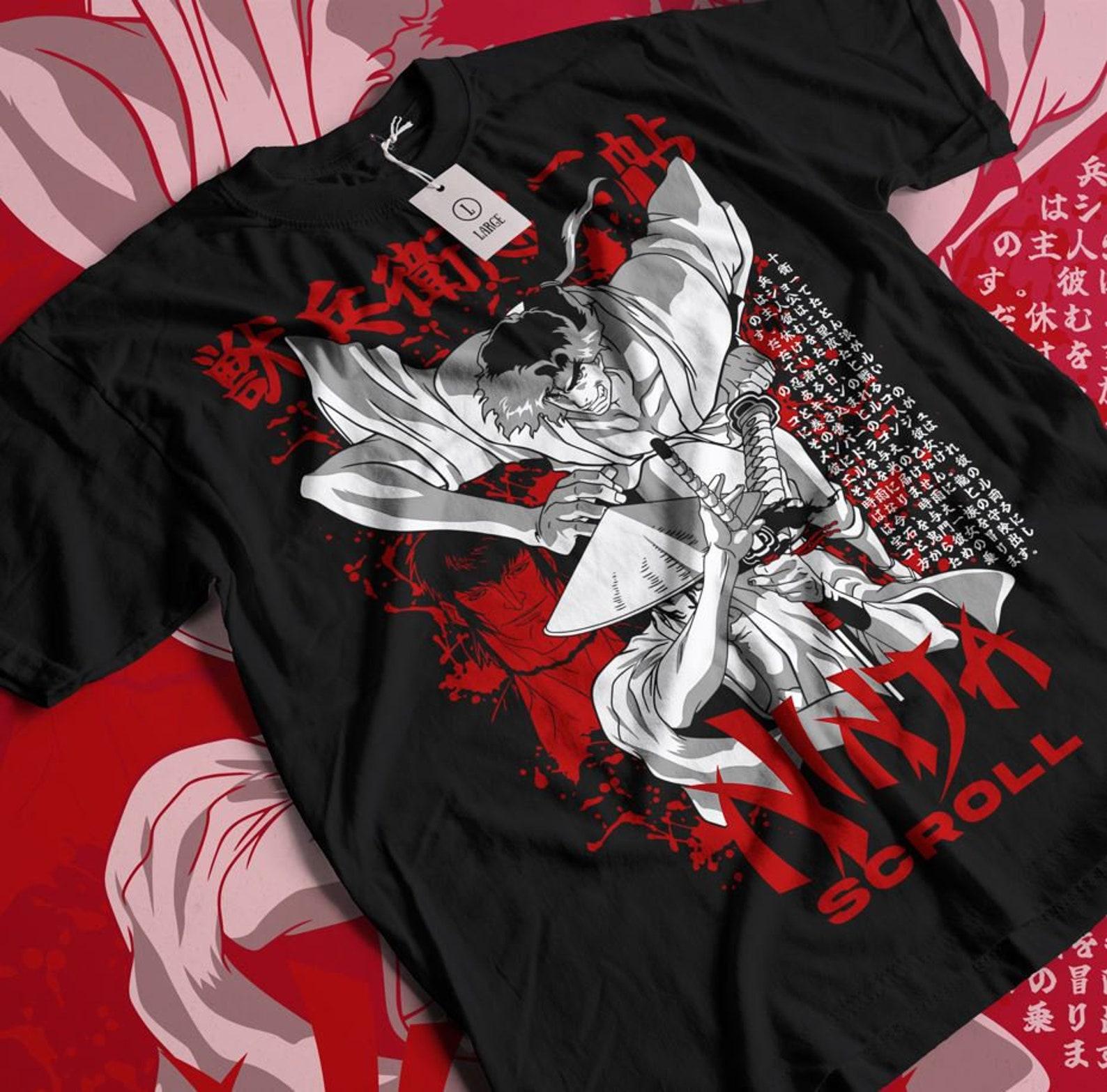 Ninja Scroll Jubei Kibagami Retro Anime T-Shirt, Manga Waifu Shirt S