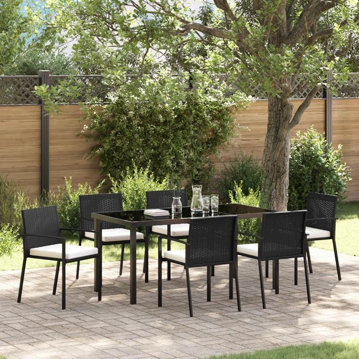 VidaXL Ensemble de salle à manger de jardin 7 pièces en rotin noir 3379237