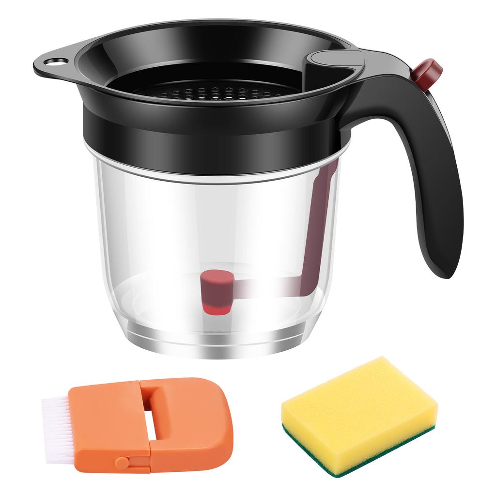 Fat Separator with Bottom Release Efficient Oil Separator Heat-resistant 33.81 Oz Gravy Separators for Cooking Kitchen Gadgets