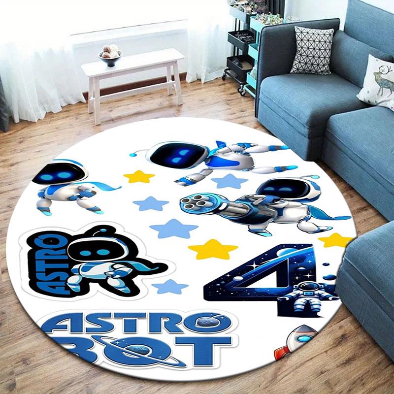 ASTRO BOT Custom Name Round Area Rug,Carpet Rug for Living Room Bedroom Sofa Playroom Decor,Non-slip Floor Mat